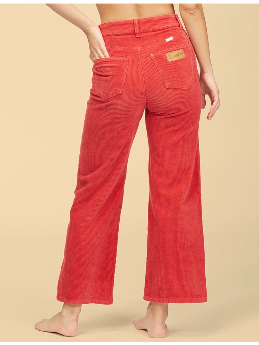 Billabong x Wrangler High Rise Red Corduroy Straight Leg Ankle Pants